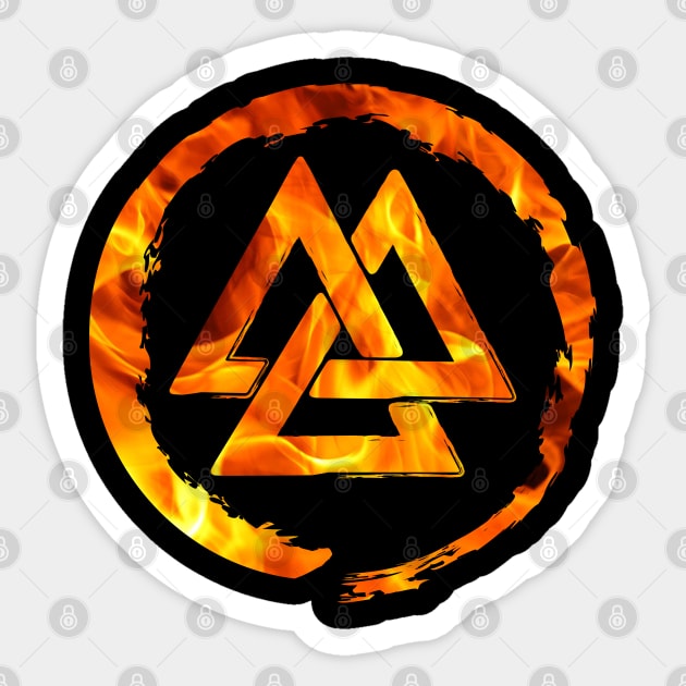 Viking Valknut Symbol Fire Sticker by Scar